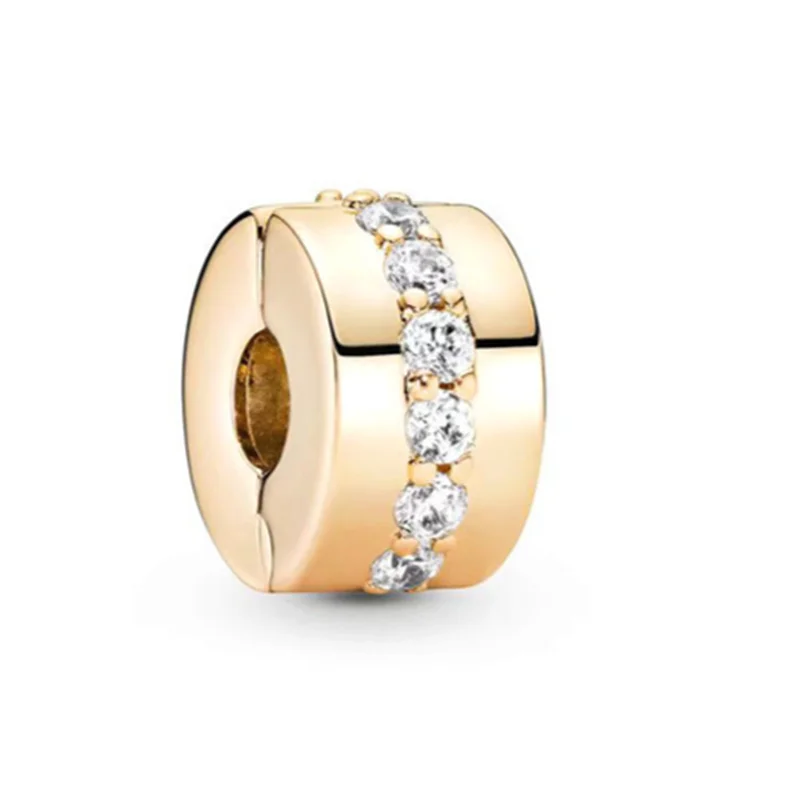 New Gold Plated Safety Chain、Hearts Clip、Family Tree、Snowflake Charm Bead Fit Original European 925 Silver Bracelet Jewelry Gift