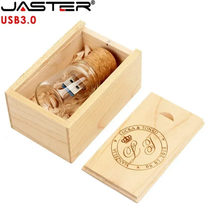 JASTER USB 3.0 U Disk Glass Drift Bottle With Cork Flash Drive Pendrive 4GB 8GB 16GB 32GB 64GB 128GB Wedding Gift (Free Logo)