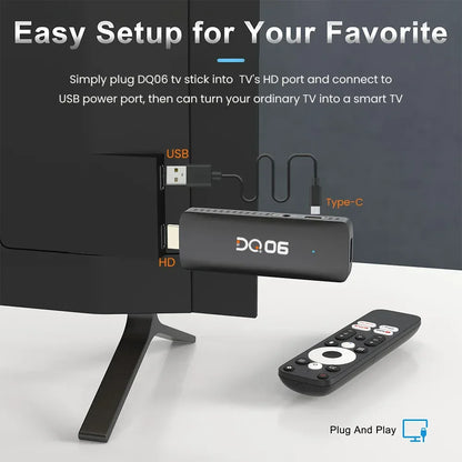 DQ06 ATV Mini TV Stick Android12 Allwinner H618 Quad Core Cortex A53 Support 8K Video 4K Wifi6 BT Remote TVBox Media player