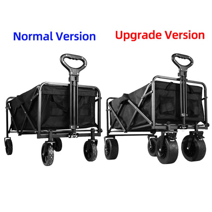 Heavy Duty Outdoor Folding Wagon Cart Large Capacity Collapsible Utility Wagon Trolley Portable Garden Beach Camping Equipment