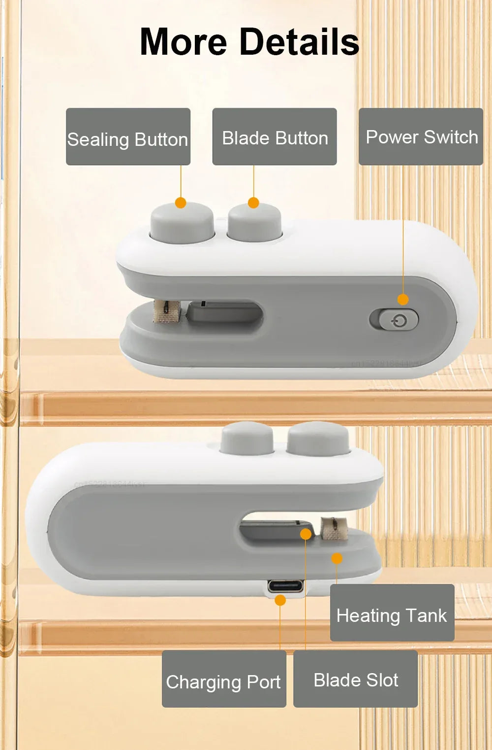 Mini Heat Bag Sealing Machine Package Bags Sealer Thermal Plastic Food Bag Closure Portable Sealer Food Packaging Heat Sealer