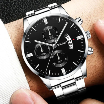 Luxury Men Stainless Steel Watch Calendar Quartz Wristwatch Business Watches Man Clock Relogio Masculino