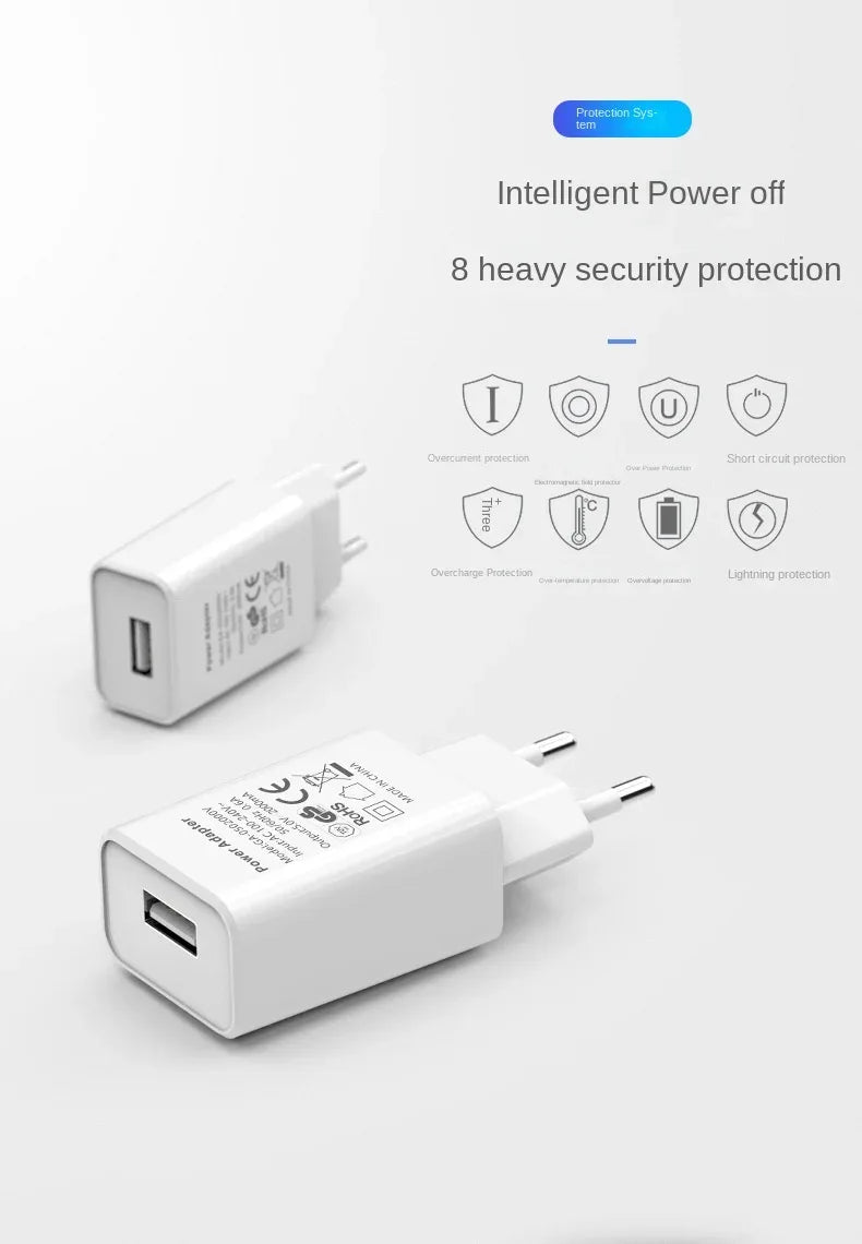 5V 2A EU Plug Adapter USB Wall Charger for Samsung iphone Xiaomi Mobile Phone Charger for ipad Universal Travel AC Power Charger