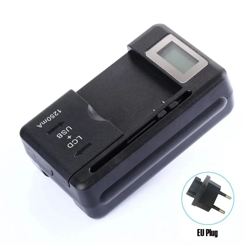 Mobile Battery Charger Universal LCD Indicator Screen USB-Port For Cell Phone Chargers 32-55mm Battery Charging US UK EU Plug