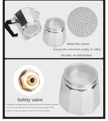Mocha Coffee Pots Italian Aluminum Octagonal Pot Coffee Cup Maker Tea Maker Portable Coffee Maker