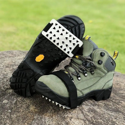 1 Pair Adjustable Stainless Steel Snow Claw Ice Grippers With System - Heavy-Duty Winter Climbing, Walking, Driving Grips Tool