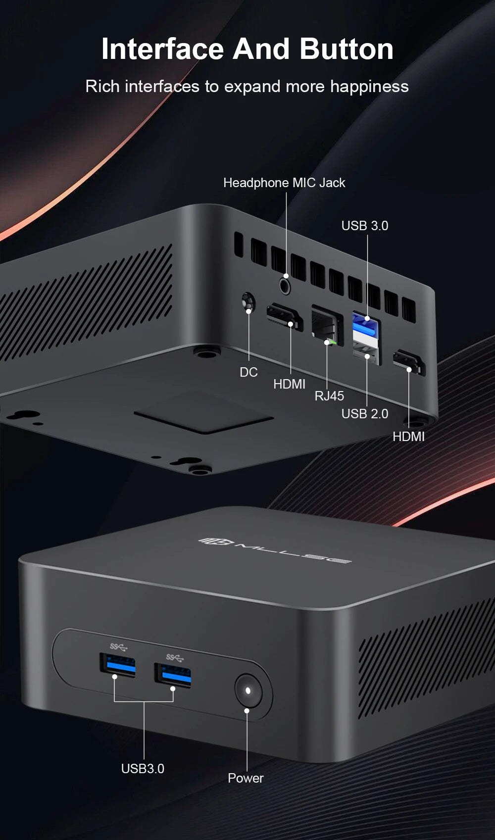 MLLSE M2 Plus Mini PC Intel Celeron 5205U Processor 8GB RAM 256GB ROM WiFi 5 BT4.2 Windows 11 Pro Desktop Computer