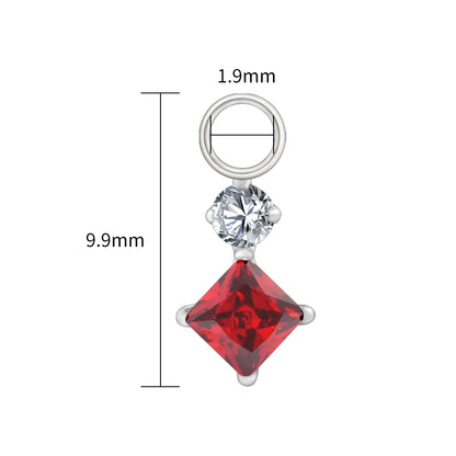 Right Grand ASTM F136 Titanium Dangle Geometric Square CZ Charm Pendant for Clicker Helix Hoop Piercing Jewelry