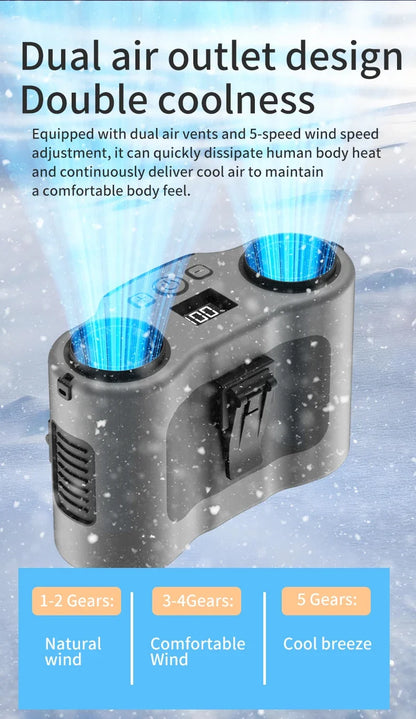 Portable Waist Clip Fan Small USB Charging Hanging Fan with LED Flashlight Outdoor Single/dual Air Outlet Fan 20000/10000Mah