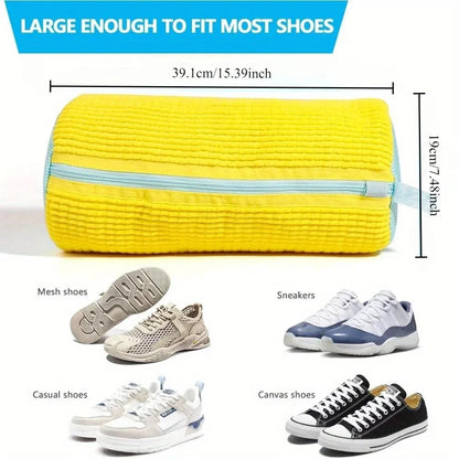 Fluffy Fiber 360 ° Surround Cleaning Shoe Washing Bag - Reusable Durable Machine-Washable Laundry Bag with Zipper Closure (1Pc)