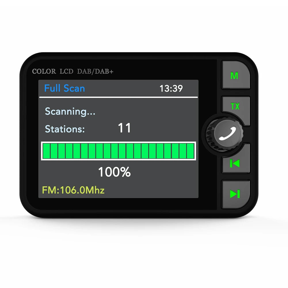Stereo Digital Broadcast 2.4Inch LCD Color Screen Radio Receiver Bluetooth 5.0 DAB/DAB+ Digital Radio MP3 FM Transmitter for Car