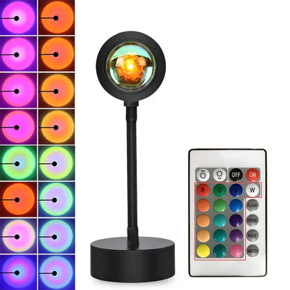 Sunset Lamp Projection Led Lights with Remote 16 Colors Night Light 360° Rotation Rainbow Lights 4 Modes Setting for Photograph