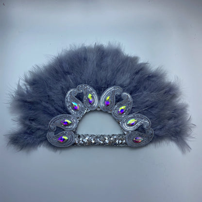 2025 New Design African Turkey Feather Big Fan Ladies Wedding Feather Fan for Bride Double Side Feather Nigerian Feather Handfan