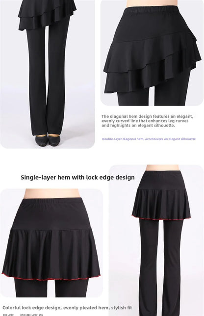 Qui Dry Dance Pants Women's High Waist Long Trousers Skirt Sports Fitn Square Dance orm Breathable Comfortable Fabric