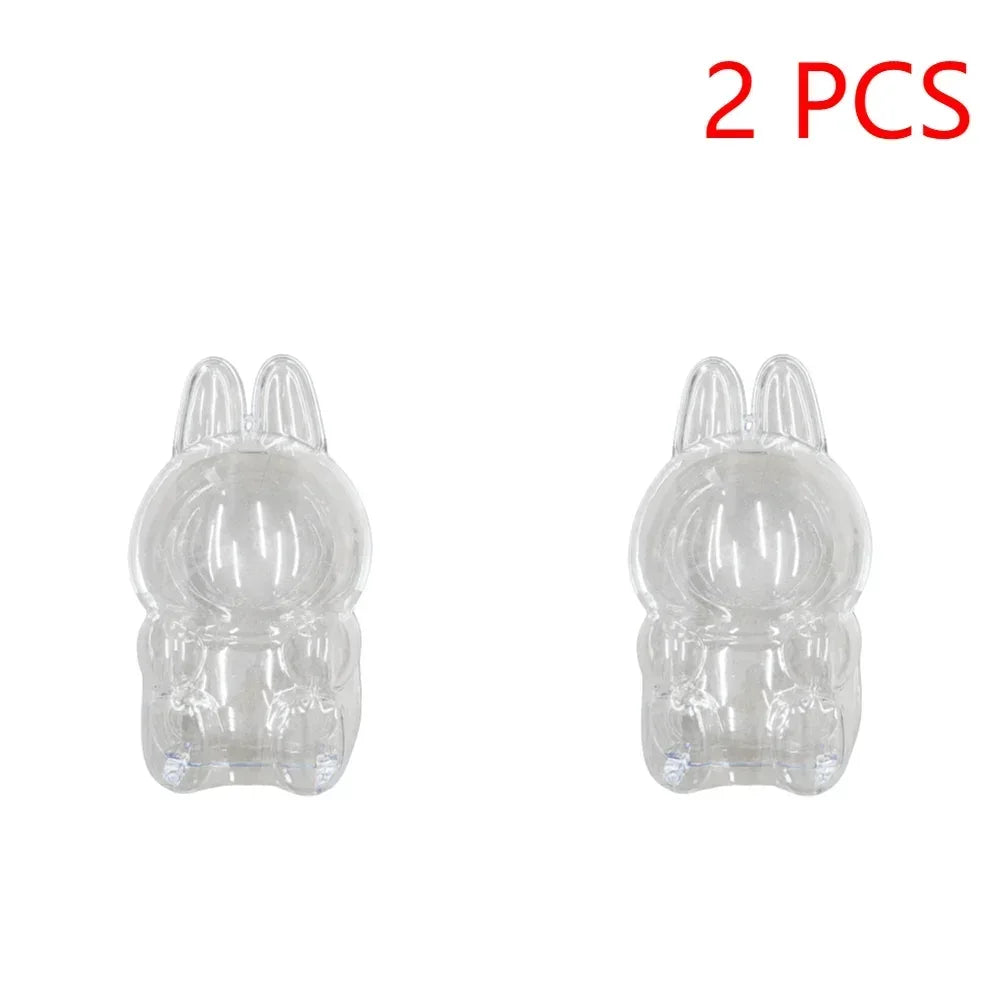 Transparent Macaron Doll Case For Labubu - Popmart Bubble Mart Storage Box, Dustproof Cover for Elf, Christmas New Year Gift