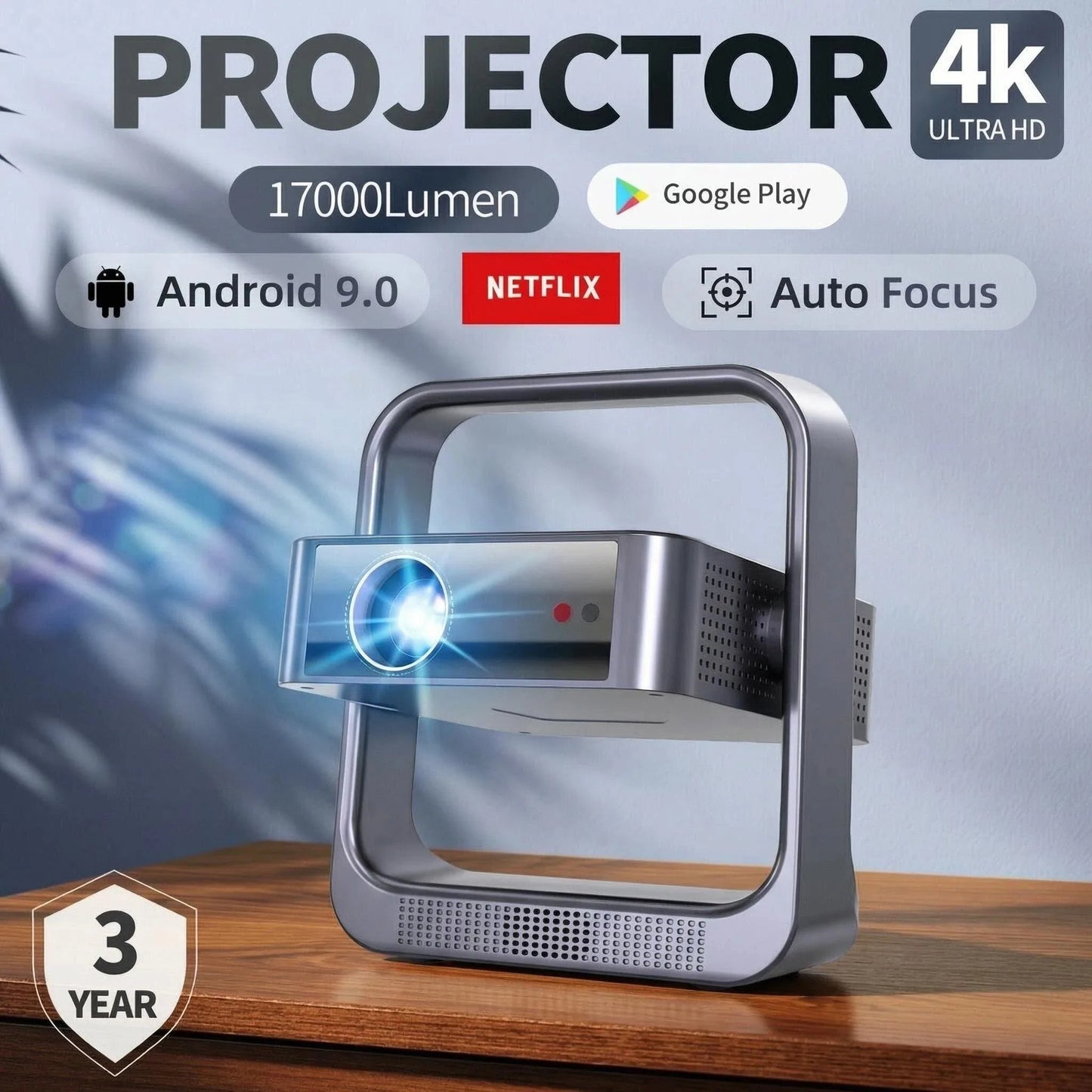 Fintex C9 NEW 17000Lumen Projector 4k Full HD 1080P HDR10 Proyector 700 ANSI Android TV9.0 Auto Focus 2+16G Portable Projectors