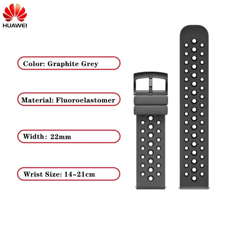 Original FKM Rubber Sport Band for Huawei GT3pro 46mm Titanium Watch Strap GT3 PRO Genuine Leather Band