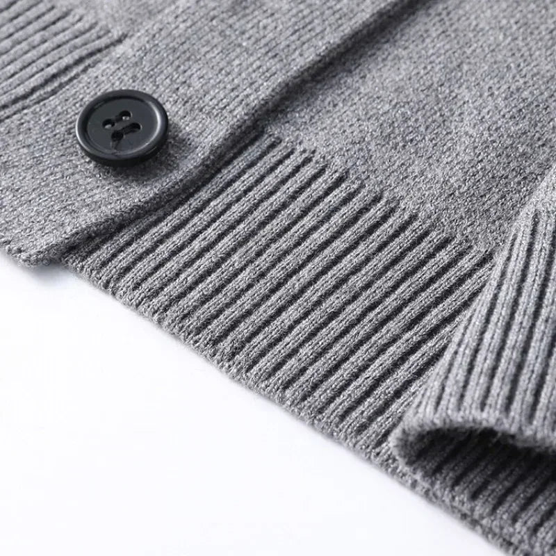 Men's  Autumn and Winter Casual Design Cardigan Thick Long Sleeved Button Up Jacket Cardigan Sweater