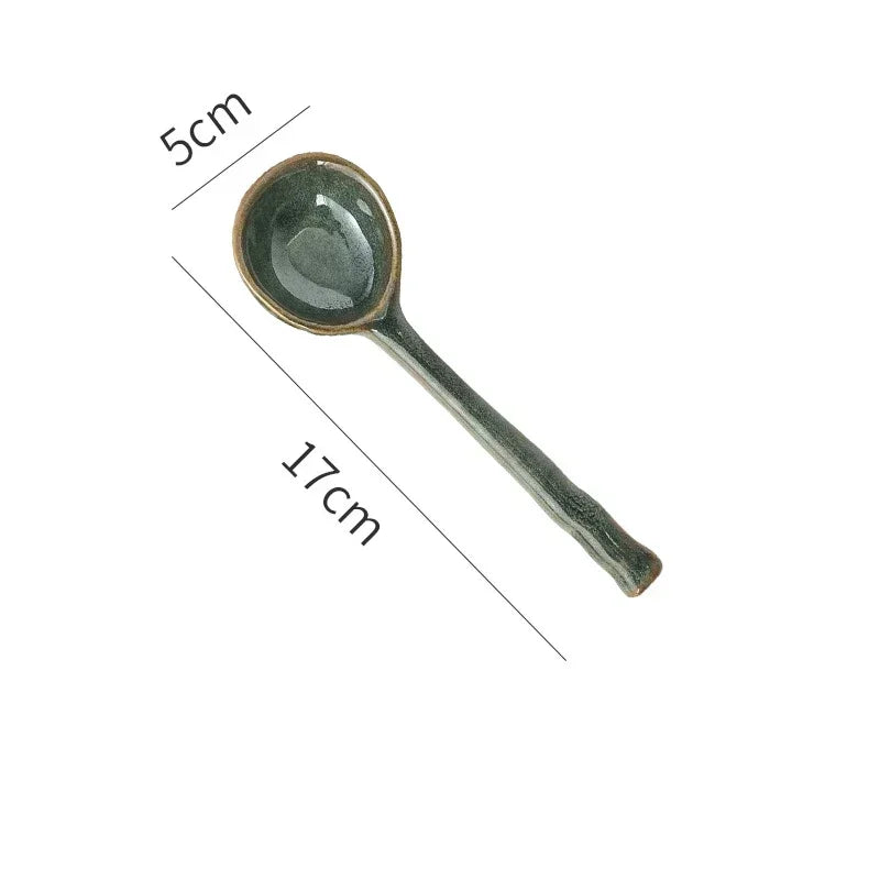 Cute Ceramic Flower Soup Spoon Kawaii Korean Ice Cream Hand Painted Dessert Spoon With Long Handle Kitchen Tableware Accessories