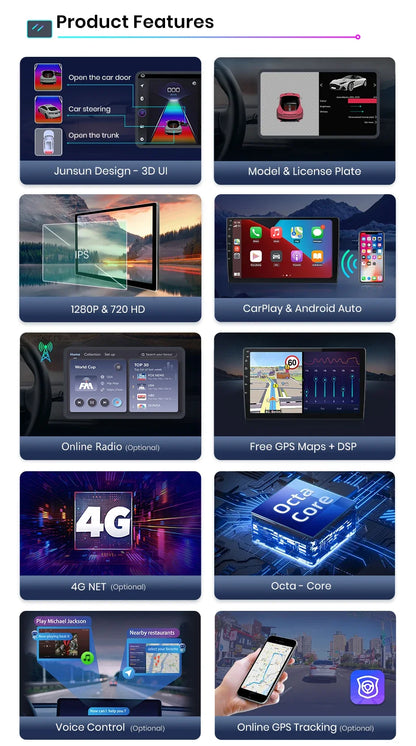 Junsun Android Wireless CarPlay Auto Car Radio For Hyundai Tucson 2 ix35 2009-2015 Car Intelligent Systems DSP SWC RDS GPS FM BT