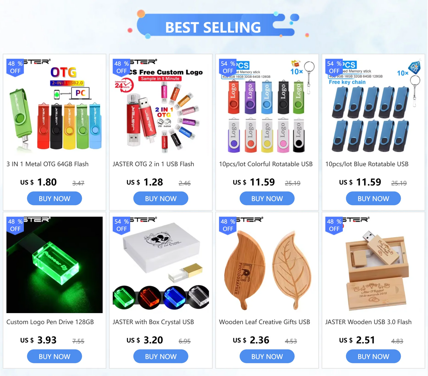 JASTER Colorful Oil Drum USB Flash Drives 128GB Metal Pen Drive 64GB Real Capacity Memory Stick 32GB Portable Pendrive 16GB 8GB