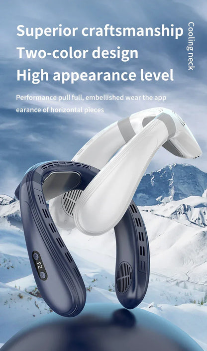 New Portable Neck Fan 5200mAh Neck Air Conditioner Rechargeable Semiconductor Cooling  Fan Outdoor Personal Fan Wearable Cooler