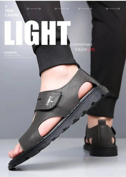 2025 New Fashion Brand Roman Sandals For Men Soft Sole Comfortable High-Quality Leather Beach Men's Casual Shoes