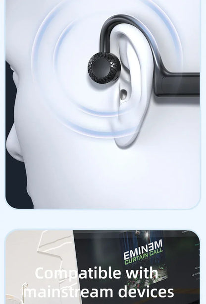 KS-19 Bone Conduction Headphones Bluetooth V5.1 Wireless Headset Sports Neckband Earphones Ear Hook For Workouts Running Driving