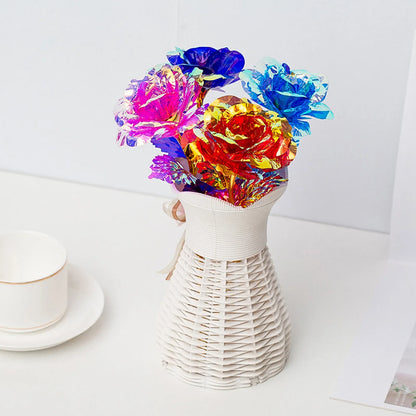 5-50PCS Simulation Artificial Rose Flower Diy Foil Plated Rose Lasts Forever Love Wedding Decor Roses Valentine's Day Gift