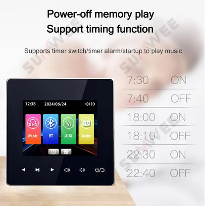 Home Audio System 86 Type Bluetooths Wall Amplifier Hotel AUX TF Sound Background Music Control Panel Optional Ceiling Speakers