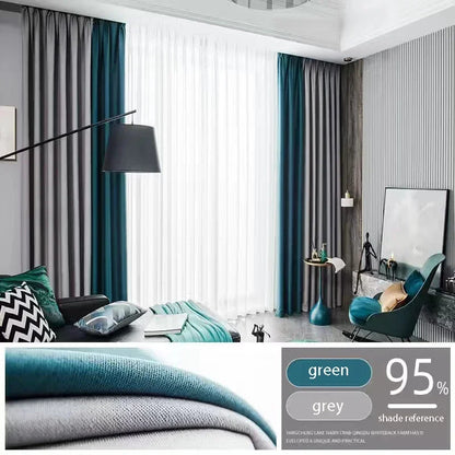 2025 New Spliced Two Color Bedroom Full Blackout Curtain Living Room Advanced Curtains Room Bay Window Light Luxury Drapes