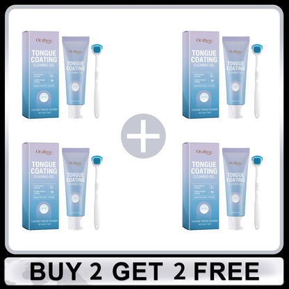 Tongue Cleaning Gel with Toothbrush for Remove Tongue Coating Eliminate Bad Breath Fresh Breath Inhibit Oral Bacteria Oral Care