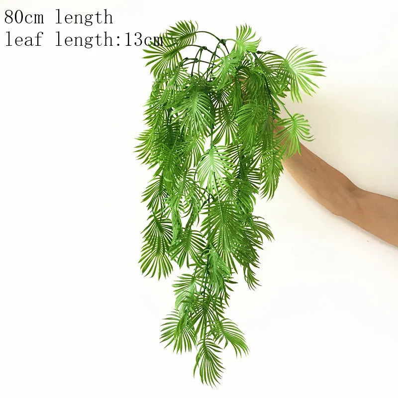 Artificial Palm Green Plants Vine Turtle Leaf Rattan Ceiling Wall Hanging Flower Maple Leaves Wedding Garden Balcony Home Decor