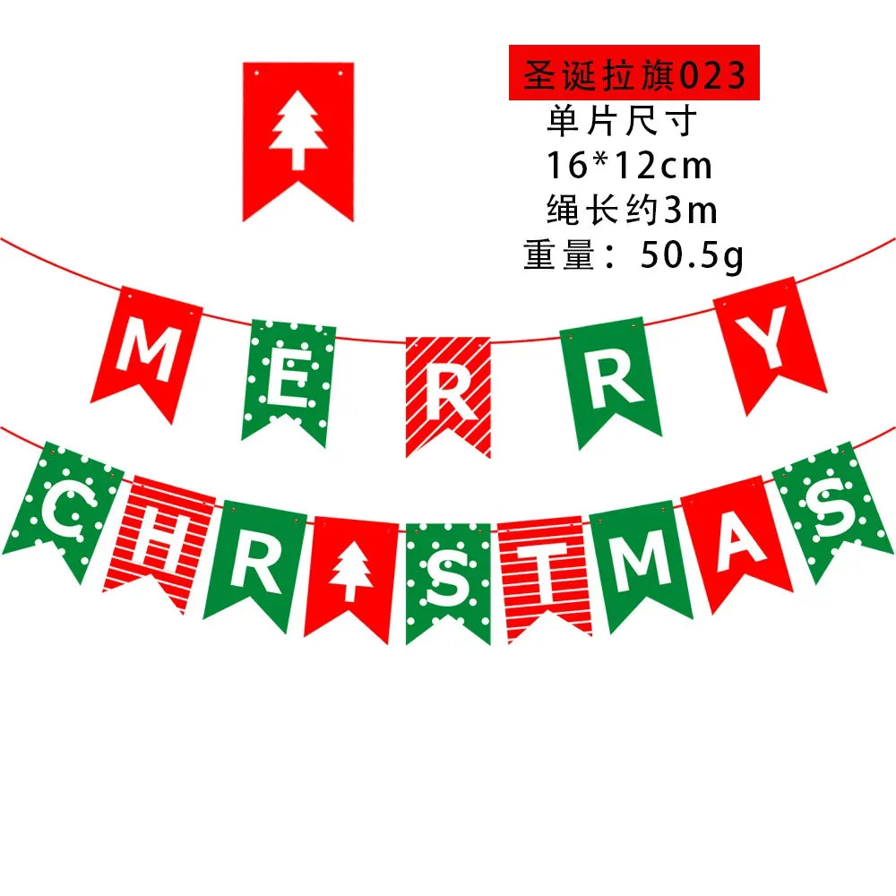 Christmas Banner Tree Ornaments Merry Decoration for Home 2025 Santa Claus Pendant Xmas Gifts New Year 2026 Flag Party Pulling