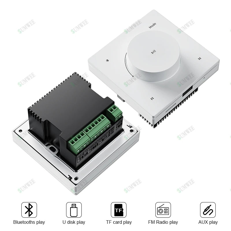 Mini Wall Amplifier Panel Bluetooth-compatible HiFi Home Theater Stereo Sound Audio TF USB Music control system ceiling speakers
