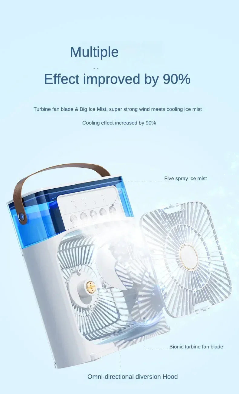 Portable Humidifier Fan AIr Conditioner Household Small Air Cooler Hydrocooling Portable Air Adjustment For Office 3 Speed Fan