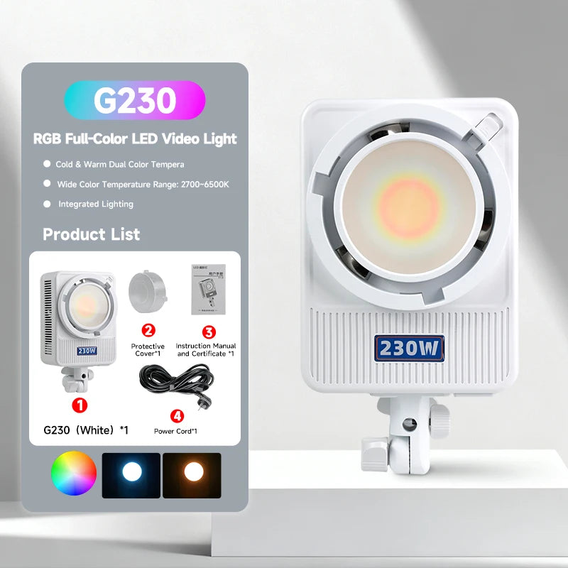 Miaotu RGB Photography Light G230W G330W Portable LED Video Lamp 2800K-6500K Studio Live Fill Light