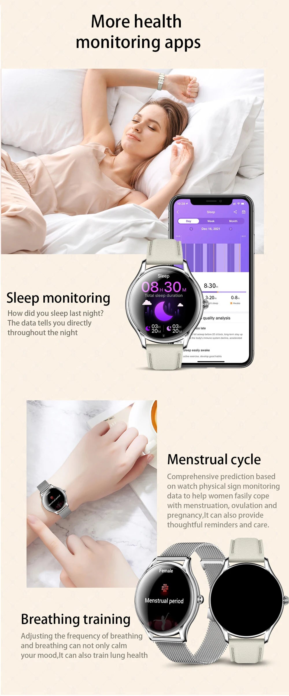 2025 New AMOLED Screen 7.9mm Ultra-thin Women Blue Tooth Call Smart Watch Heart Rate Health Lady Music Sport Fitness Smartwatch