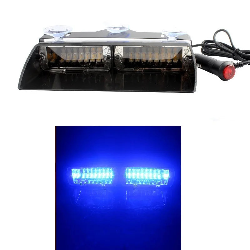 16W Car Windshield LED Strobe Light 12V Waterproof Police Lights Warning Light Flash Dash Emergency Signal Lamps