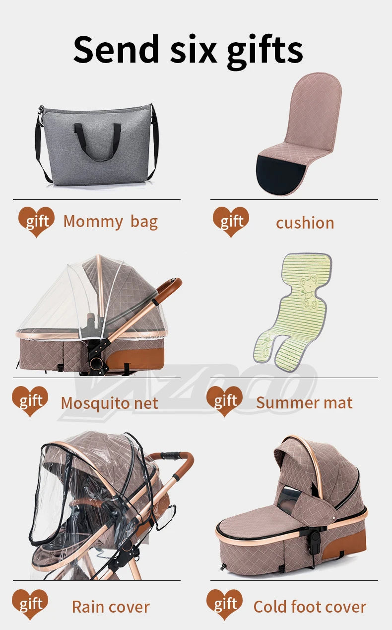 Newest Baby Stroller 3 in1 Multifunctional Stroller Easy Folding Travel Portable Baby Carriage Safety Seat EU Standard