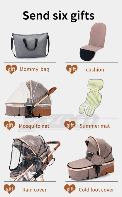 Newest Baby Stroller 3 in1 Multifunctional Stroller Easy Folding Travel Portable Baby Carriage Safety Seat EU Standard