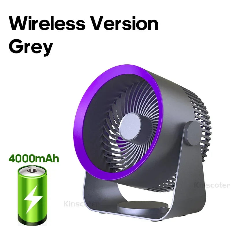 4000mAh Electric Fan Portable Cordless Air Circulator Desktop Wall Mount Ceiling Fan Air Cooler Home Silent Ventilation Fan