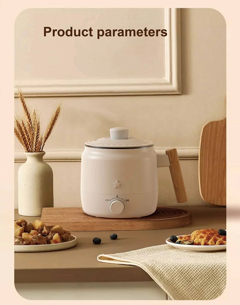 1.2L Electric Cooker Student Dormitory Low Power Noodle Cooker Multifunction Pot Portable Travel Mini Electric Hot Pot 200W