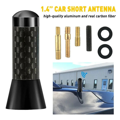 Brand New Carbon Fiber Screw Metal Short Stubby Mast Antenna Car Styling Roof Antenna Enhanced Signal For Benz Car Accessories