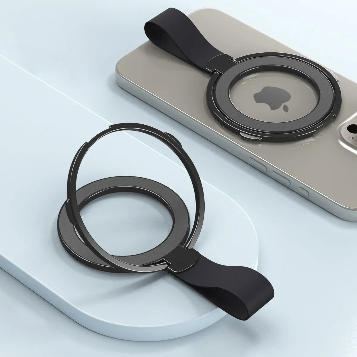 Universal Strong Magnetic Mobile Phone Holder Accessories Magnet Ring Stand with Strap Bracket For MagSafe iPhone 17 16 15 14 13