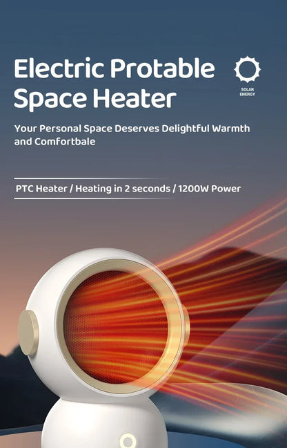 1200W Electric Heater Portable Desktop Fan Heater Heating Warm Air Blower Mini Radiator Home Office Warmer Machine for Winter