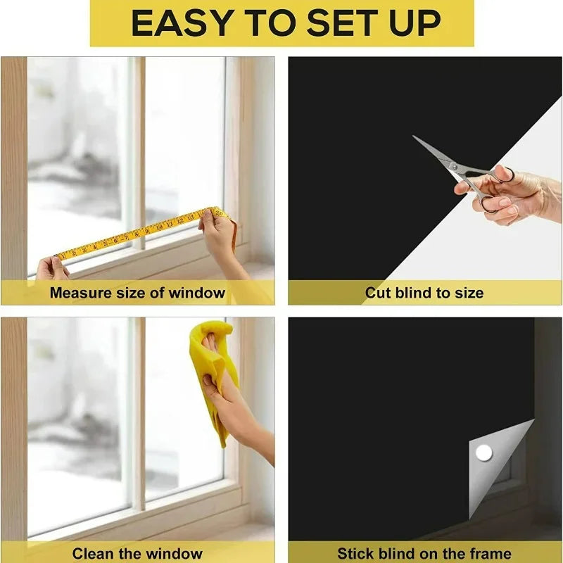 DIY Portable Travel 100% Blackout Curtain Portable Blocking Darkest Window Cloth for Living Room Home Non-perforated Black Cloth