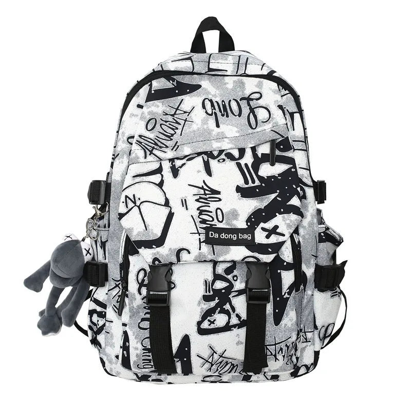 middle high school backpack for teenage boys cool school bag college student backpack large capacity schoolbag for boy cute doll