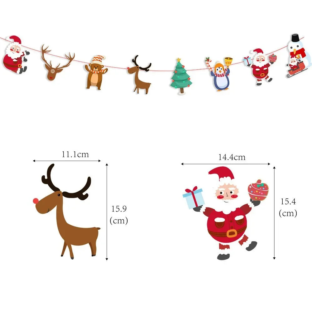 Christmas Banner Tree Ornaments Merry Decoration for Home 2025 Santa Claus Pendant Xmas Gifts New Year 2026 Flag Party Pulling