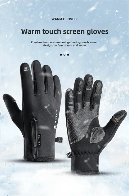 Vilico Warm Touchscreen Motorcycle Fishing Gloves Windproof Durable Anti‑Slip Waterproof Breathable for Autumn & Winter Cycling